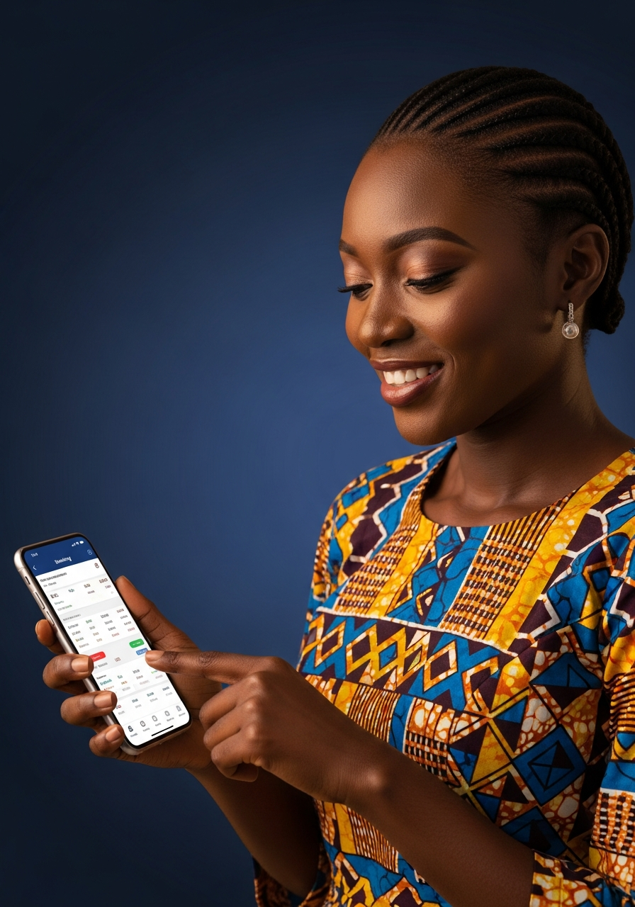 Nigerian woman banking with JAY